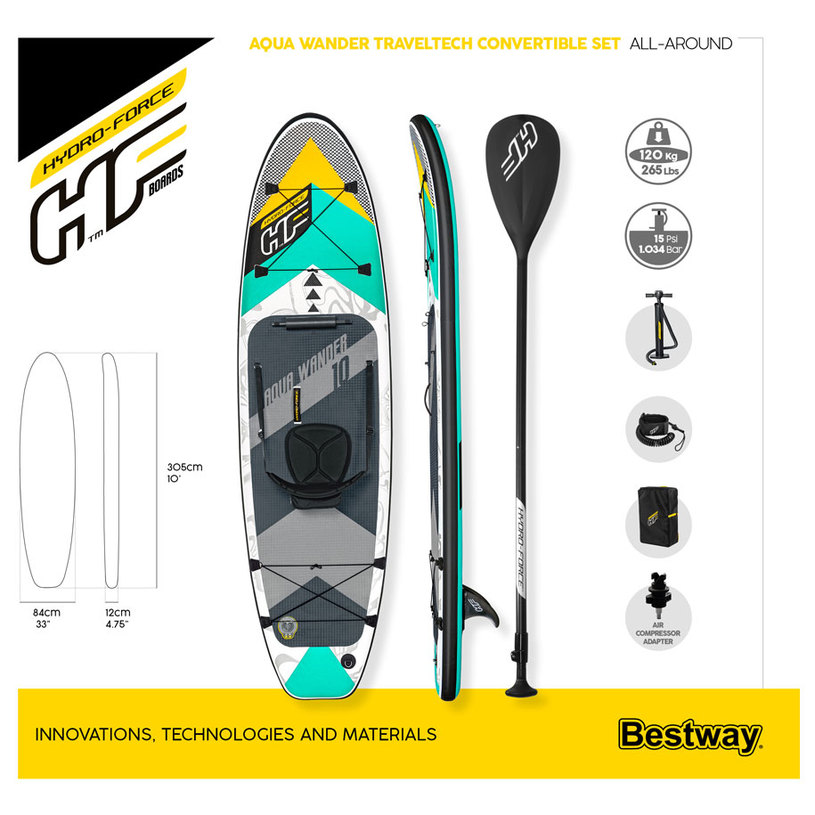 SUP БОРД AQUA 305x84x12cm BESTW 65375 SUP БОРД AQUA 305x84x12cm BESTW 65375