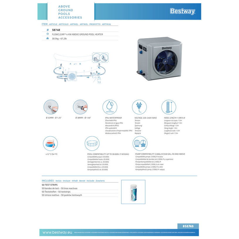 ЕЛ.НАГРЕВ.ВОДА ЗА БАСЕЙН 4KW BESTW 58748 ЕЛ.НАГРЕВ.ВОДА ЗА БАСЕЙН 4KW BESTW 58748