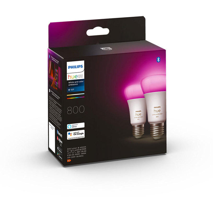 LED КРУШКА HUE E27 6.5W 2 БРОЯ PHILIPS LED КРУШКА HUE E27 6.5W 2 БРОЯ PHILIPS