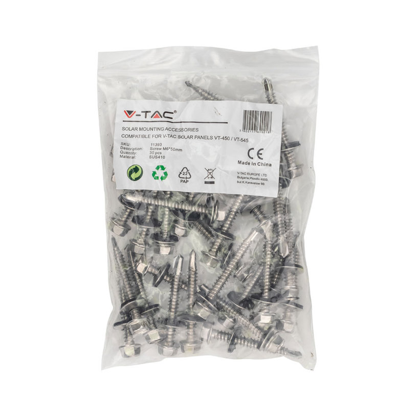 ВИНТ M6X50MM ЗА ПАНЕЛ 30БР V-TAC ВИНТ M6X50MM ЗА ПАНЕЛ 30БР V-TAC
