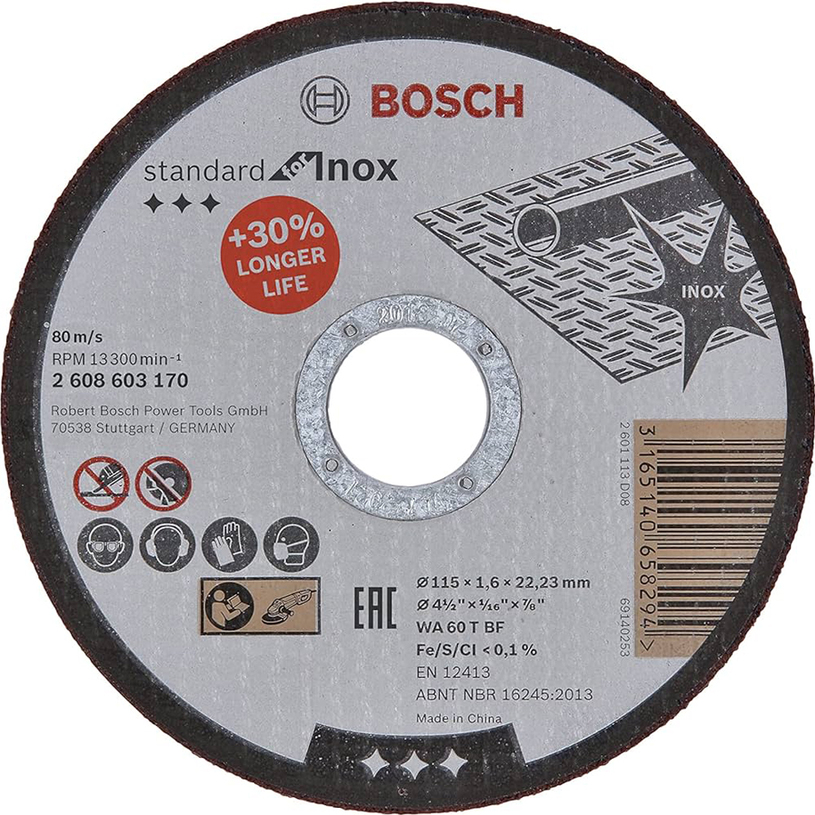 BOSCH ДИСК ЗА МЕТАЛ И ИНОКС 115x1,6mm BOSCH ДИСК ЗА МЕТАЛ И ИНОКС 115x1,6mm