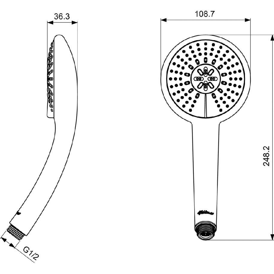 Chrome Ø100 mm head that is easy to keep clean