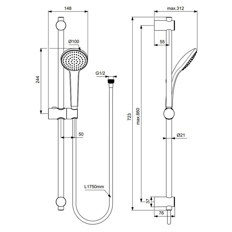 ДУШ КОМПЛЕКТ IDEALRAIN 100 1Ф BD496AA ДУШ КОМПЛЕКТ IDEALRAIN 100 1Ф BD496AA