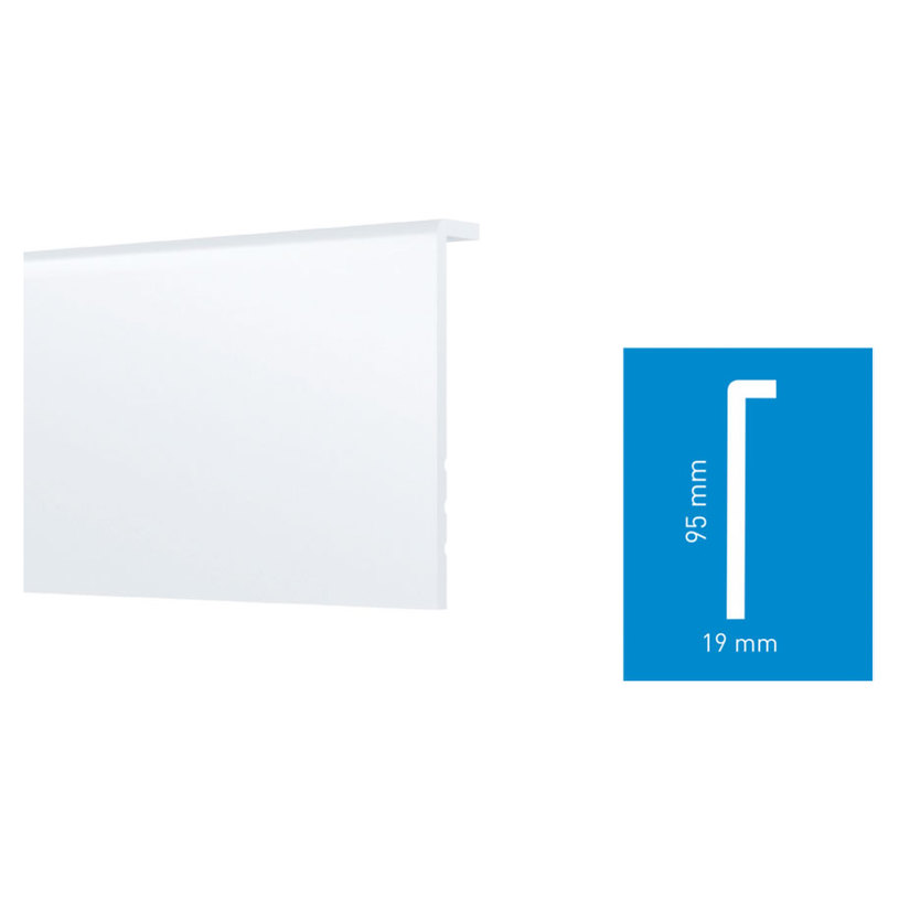 PVC ПОДОВ ПЕРВАЗ STIQ+ БЯЛ 95Х19ММ/2.2М PVC ПОДОВ ПЕРВАЗ STIQ+ БЯЛ 95Х19ММ/2.2М