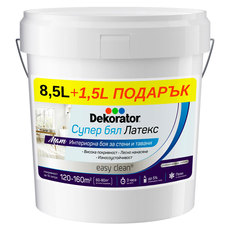 DEKORATOR ЛАТЕКС СУПЕР БЯЛ 8.5 L +1.5L DEKORATOR DEKORATOR ЛАТЕКС СУПЕР БЯЛ 8.5 L +1.5L DEKORATOR