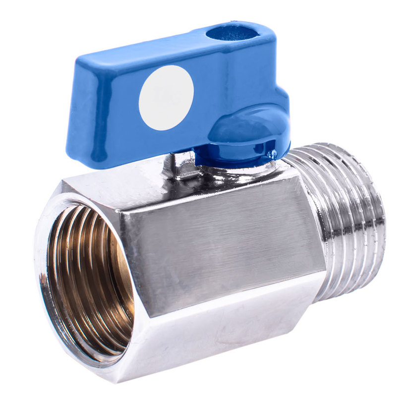 КРАН МИНИ 1/2''МЖ СИНЯ РЪКОХВАТКА ХРОМ КРАН МИНИ 1/2''МЖ СИНЯ РЪКОХВАТКА ХРОМ