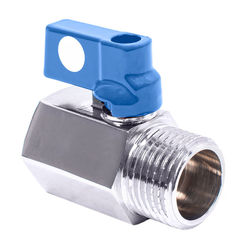КРАН МИНИ 1/2''МЖ СИНЯ РЪКОХВАТКА ХРОМ КРАН МИНИ 1/2''МЖ СИНЯ РЪКОХВАТКА ХРОМ