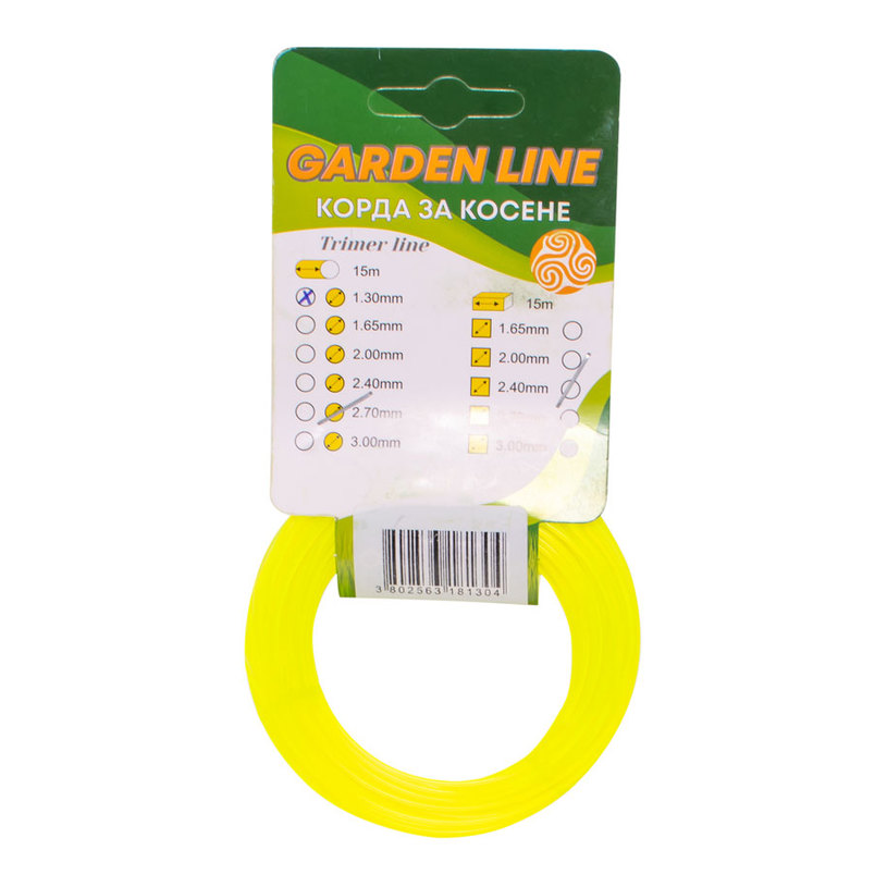 GARDEN LINE КОРДА ЗА ТРИМЕР 1.3MM-15M GARDEN LINE КОРДА ЗА ТРИМЕР 1.3MM-15M