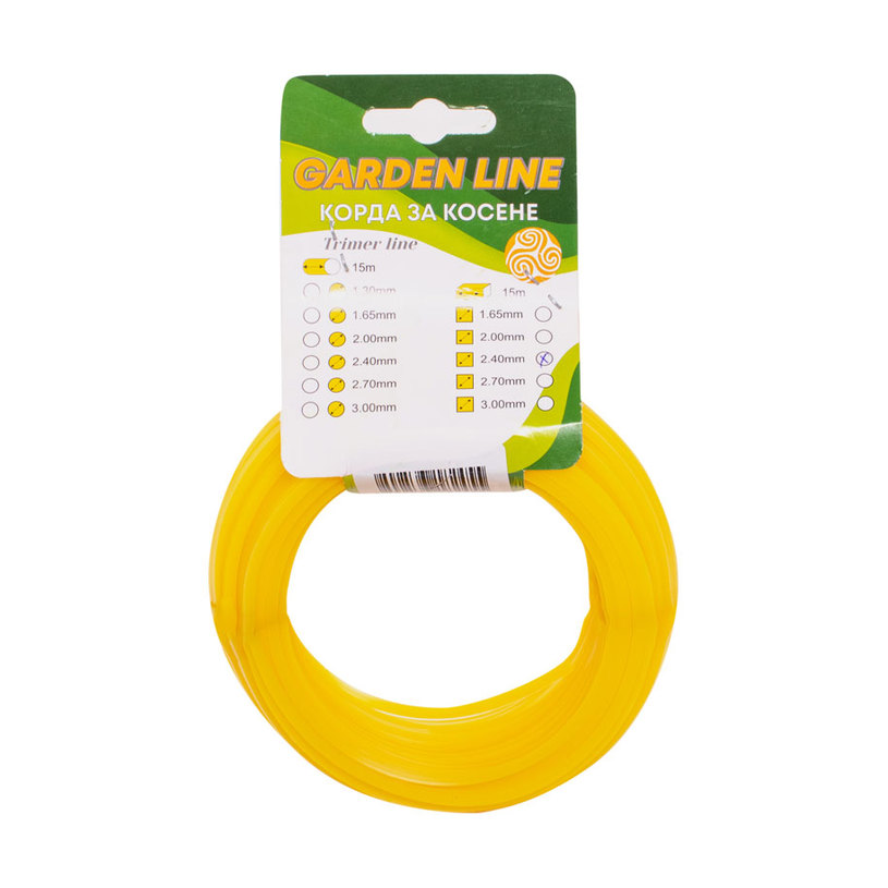 GARDEN LINE КОРДА КВ./УСИЛЕНА 2.4мм-15м GARDEN LINE КОРДА КВ./УСИЛЕНА 2.4мм-15м