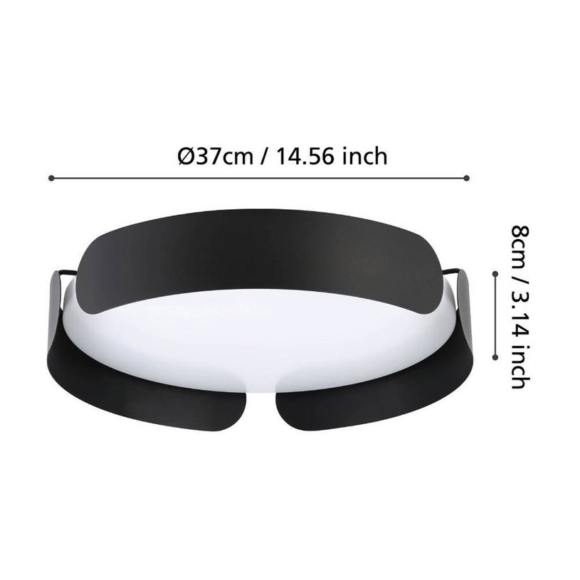 LED ПЛАФОН 24W 3K 35CM ЧЕРЕН VALCASOTTO^ LED ПЛАФОН 24W 3K 35CM ЧЕРЕН VALCASOTTO^