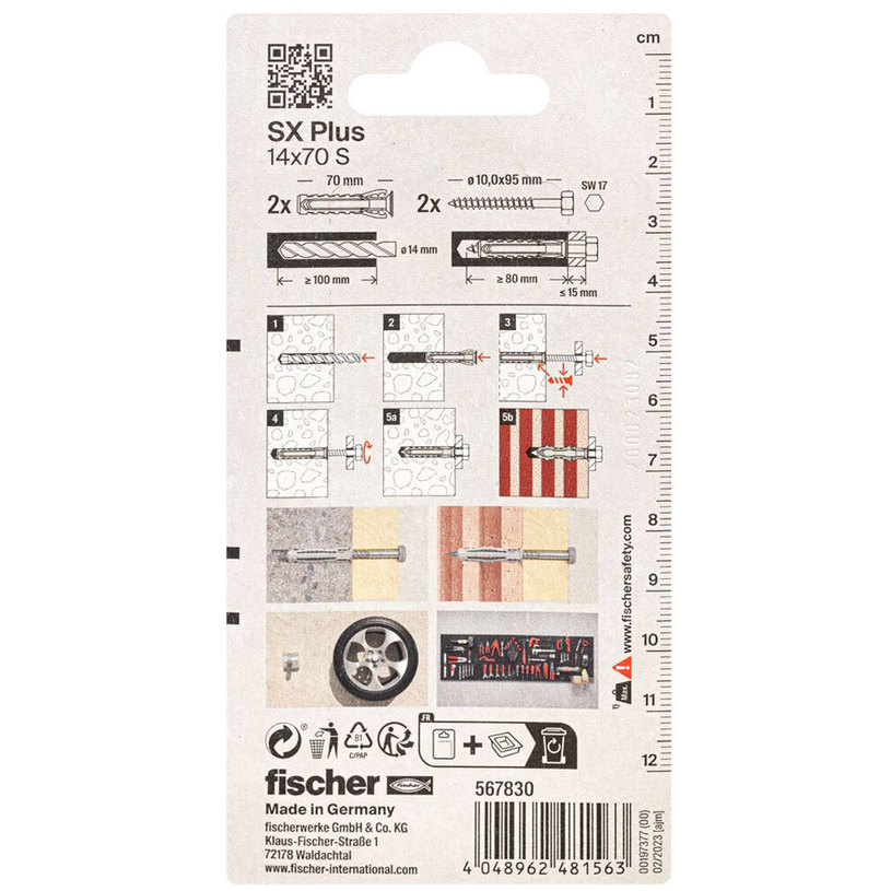 FISCHER SX PLUS 14X70 S ДЮБЕЛ С ВИНТ FISCHER SX PLUS 14X70 S ДЮБЕЛ С ВИНТ