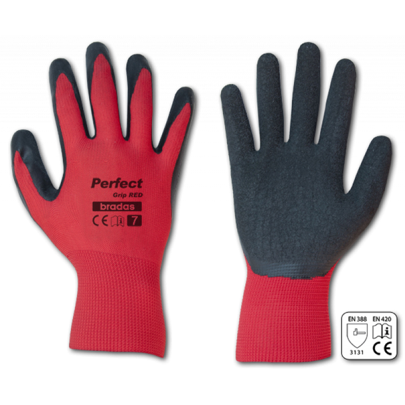 РЪКАВИЦИ GLOVES PER. GRIP RED LATEX 10