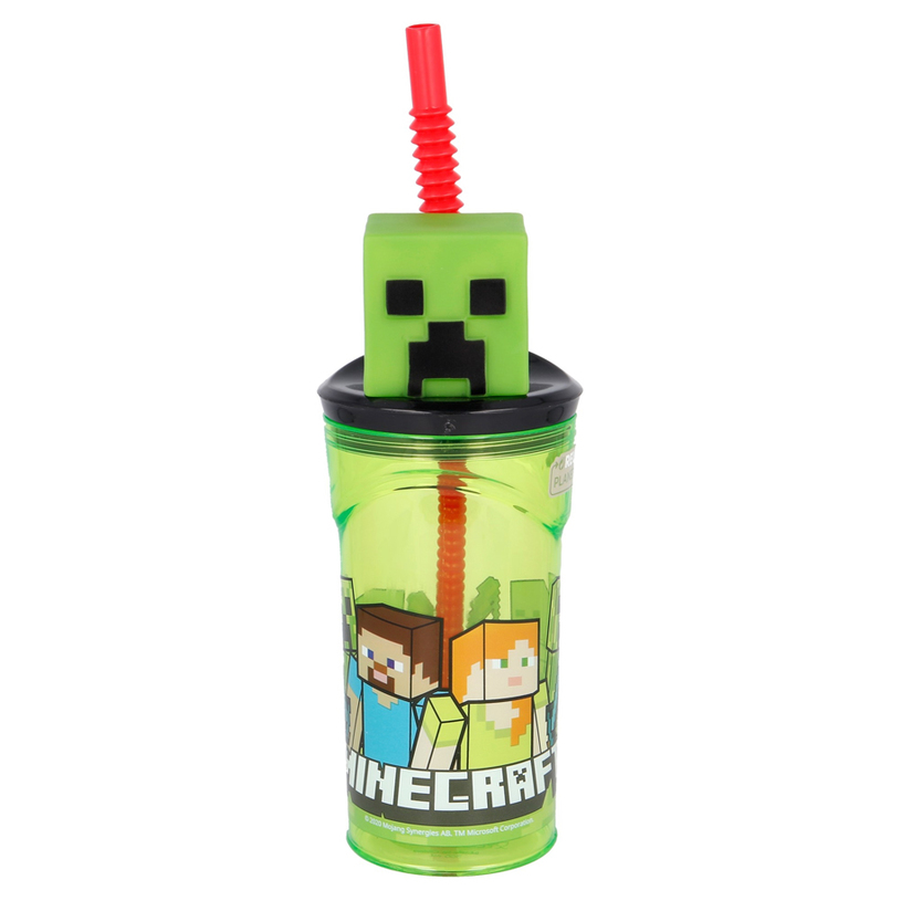 &БУТИЛКА СЪС СЛАМКА 3D 360 ML MINECRAFT &БУТИЛКА СЪС СЛАМКА 3D 360 ML MINECRAFT