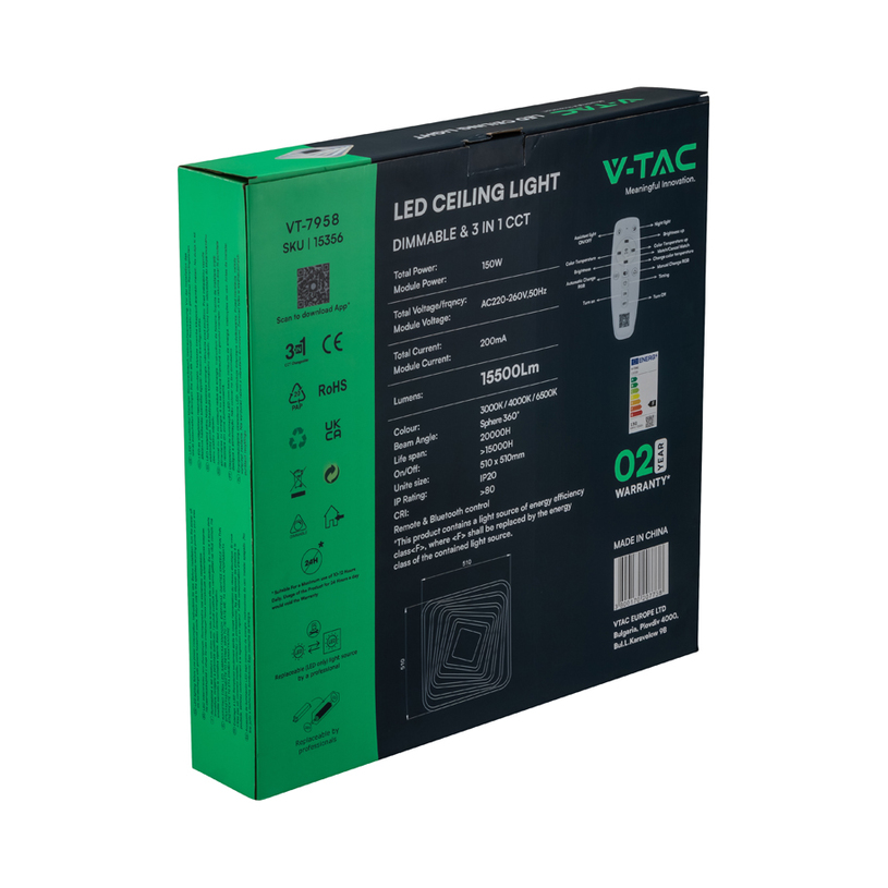 LED ПЛАФОН 150W 3-65K 50CM DIM V-TAC^^ LED ПЛАФОН 150W 3-65K 50CM DIM V-TAC^^