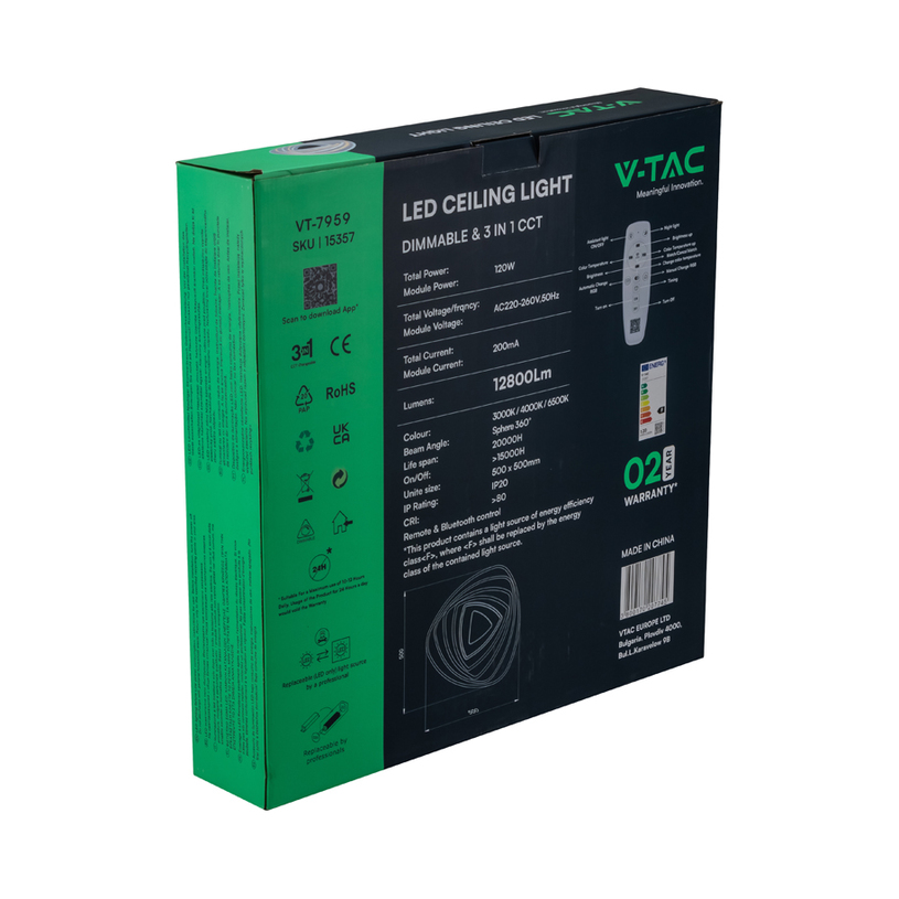 LED ПЛАФОН 120W 3-65K Ф50 DIM V-TAC^^ LED ПЛАФОН 120W 3-65K Ф50 DIM V-TAC^^