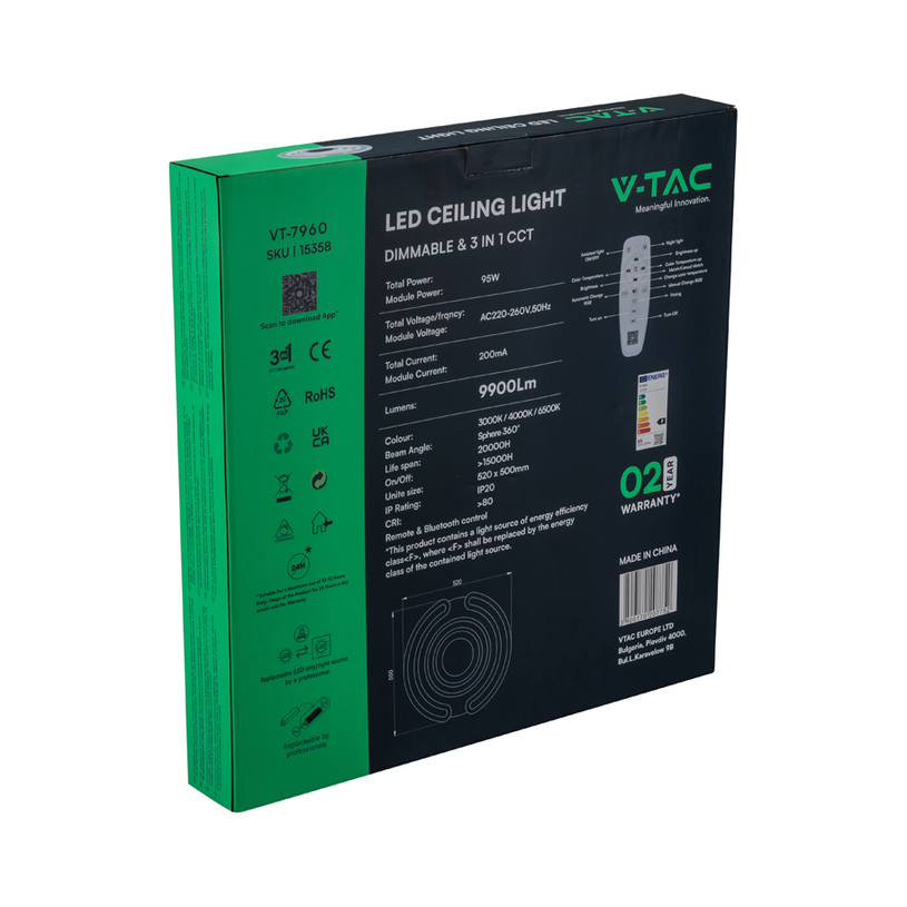 &LED ПЛАФОН 95W 3-65K Ф50 DIM V-TAC^^ &LED ПЛАФОН 95W 3-65K Ф50 DIM V-TAC^^