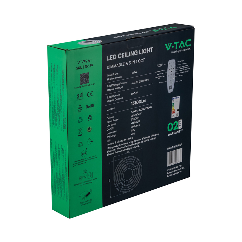 &LED ПЛАФОН 125W 3-65K Ф50 DIM V-TAC^^ &LED ПЛАФОН 125W 3-65K Ф50 DIM V-TAC^^