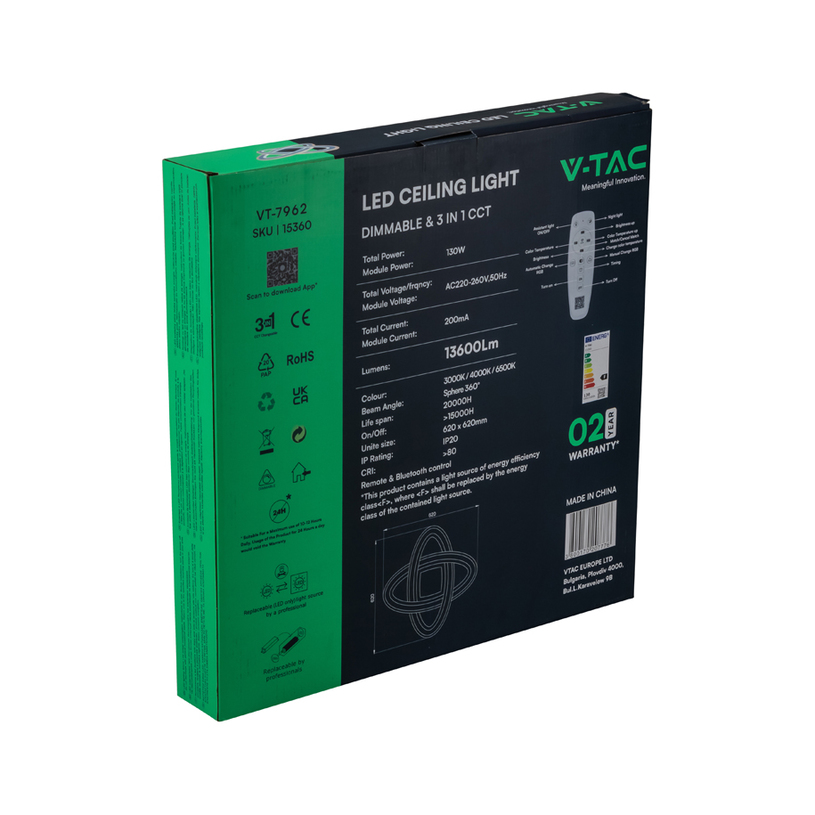 &LED ПЛАФОН 130W 3-65K 50CM DIM V-TAC^^ &LED ПЛАФОН 130W 3-65K 50CM DIM V-TAC^^