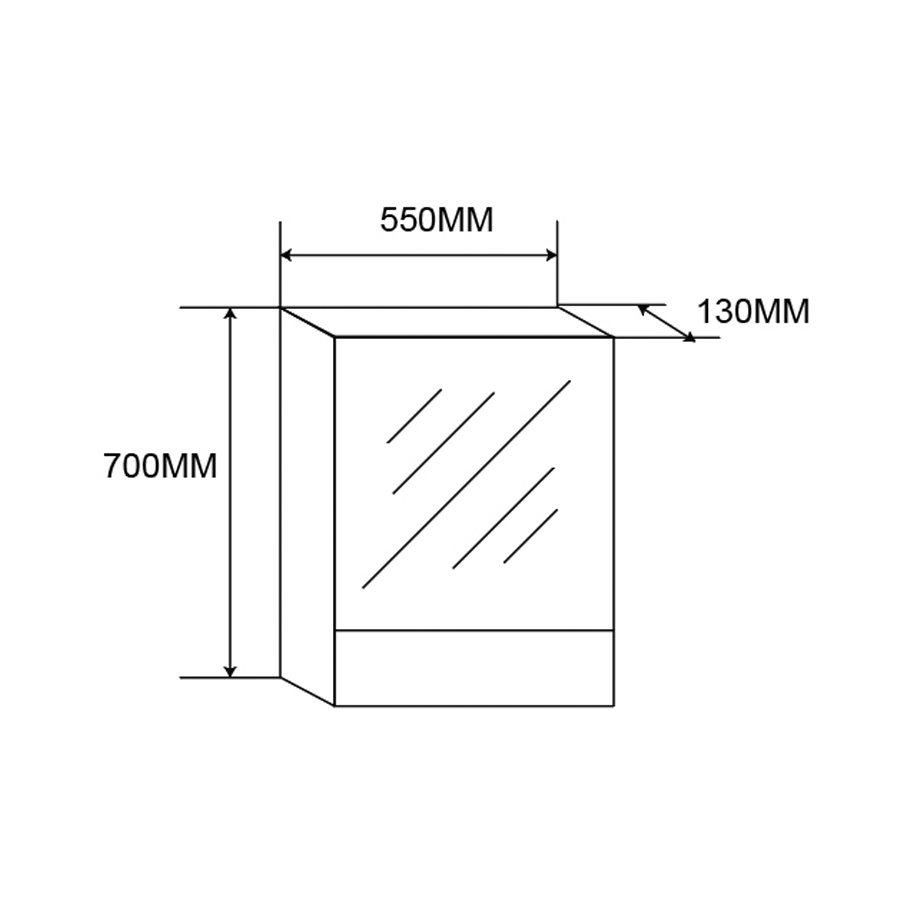 Mirror and cabinet in one unit above the basin