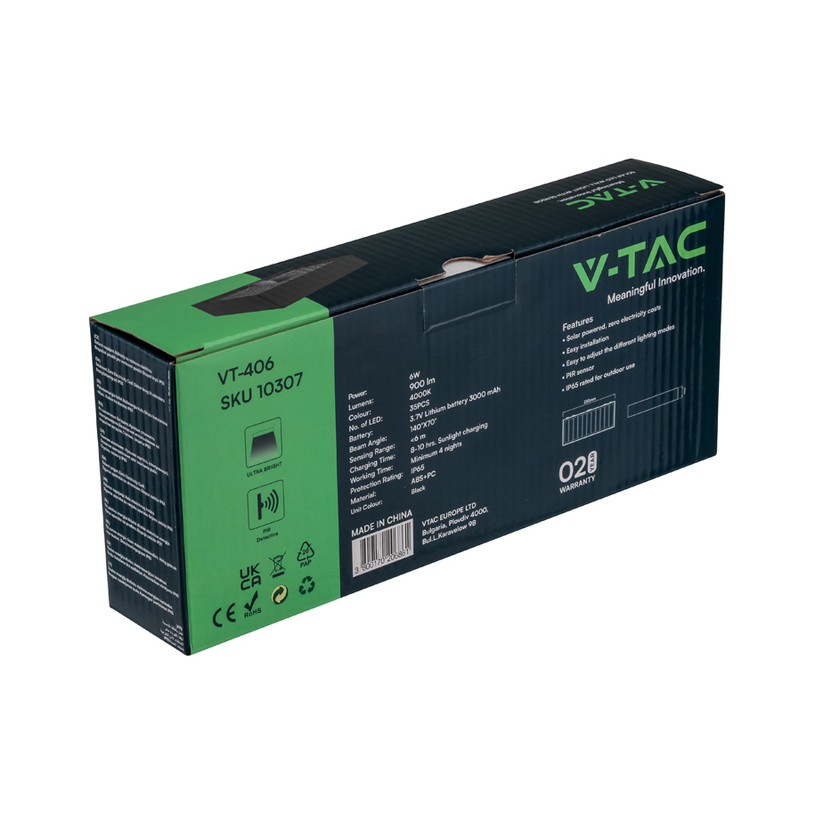 LED СОЛ. ФАСАДНО ТЯЛО 6W 4K ЧЕРНО V-TAC LED СОЛ. ФАСАДНО ТЯЛО 6W 4K ЧЕРНО V-TAC