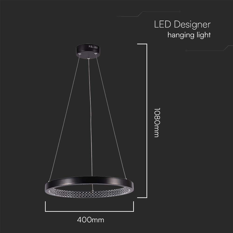 LED ПЕНДЕЛ 19W 4K КРИСТАЛ ЧЕРЕН V-TAC^^^ LED ПЕНДЕЛ 19W 4K КРИСТАЛ ЧЕРЕН V-TAC^^^