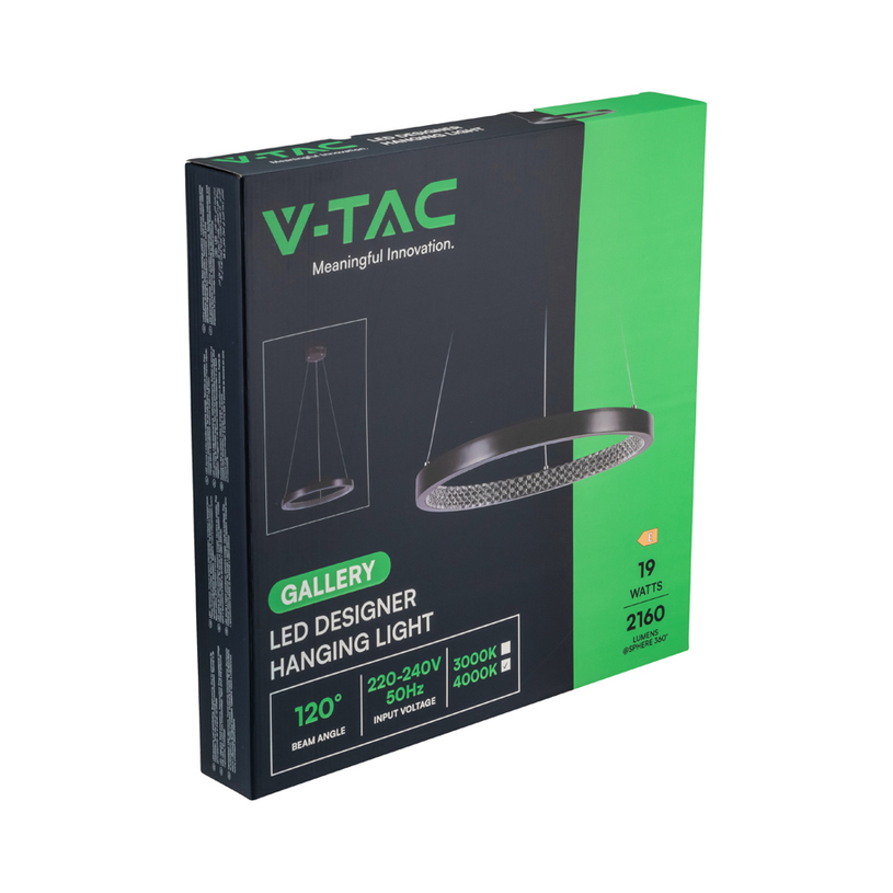 LED ПЕНДЕЛ 19W 4K КРИСТАЛ ЧЕРЕН V-TAC^^^ LED ПЕНДЕЛ 19W 4K КРИСТАЛ ЧЕРЕН V-TAC^^^
