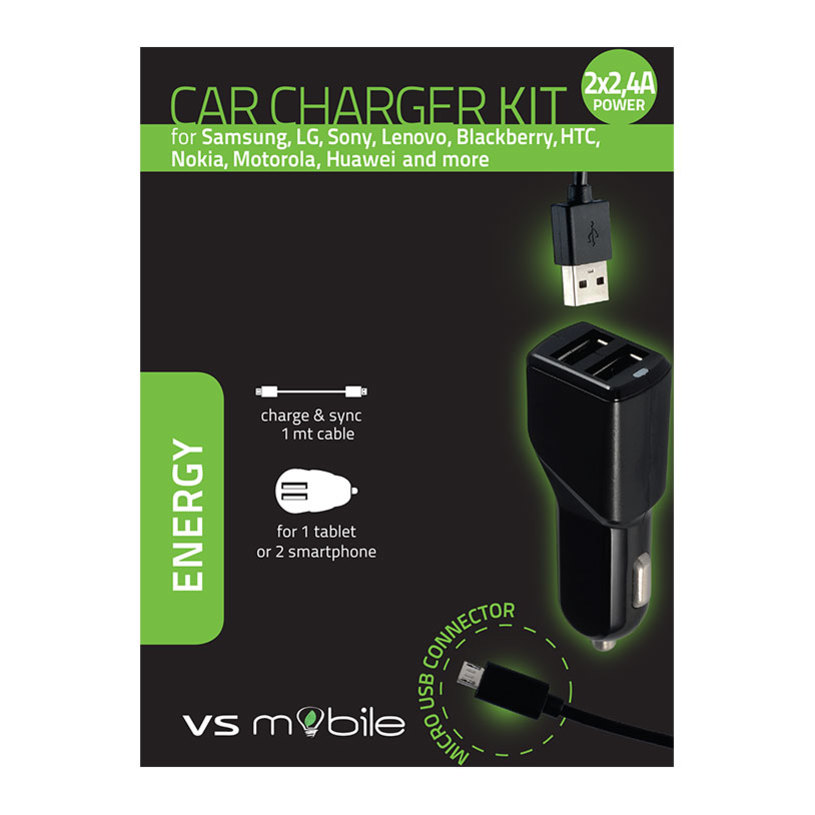 **ЗАРЯДНО VSMOBILE 12V 2XUSB 4.8A+1m** **ЗАРЯДНО VSMOBILE 12V 2XUSB 4.8A+1m**