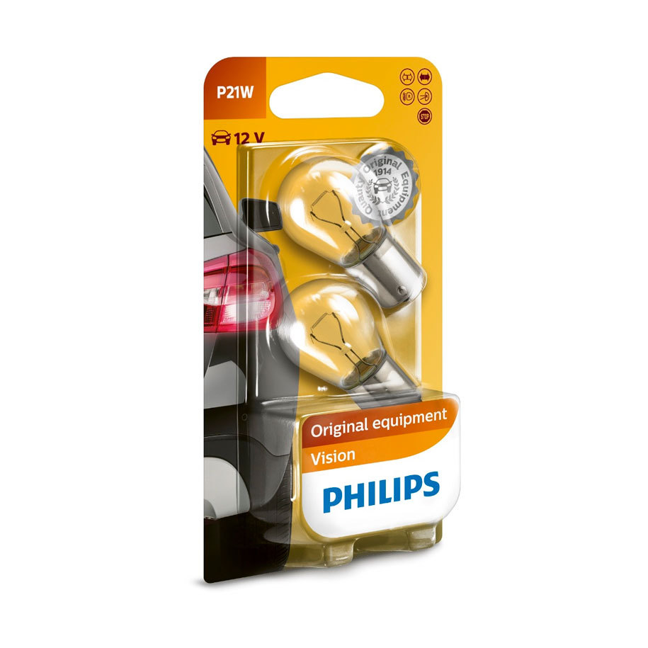 Philips P21W Standard Premium Car Bulb, 12 V / 21 W, BA15s, 2-pack
