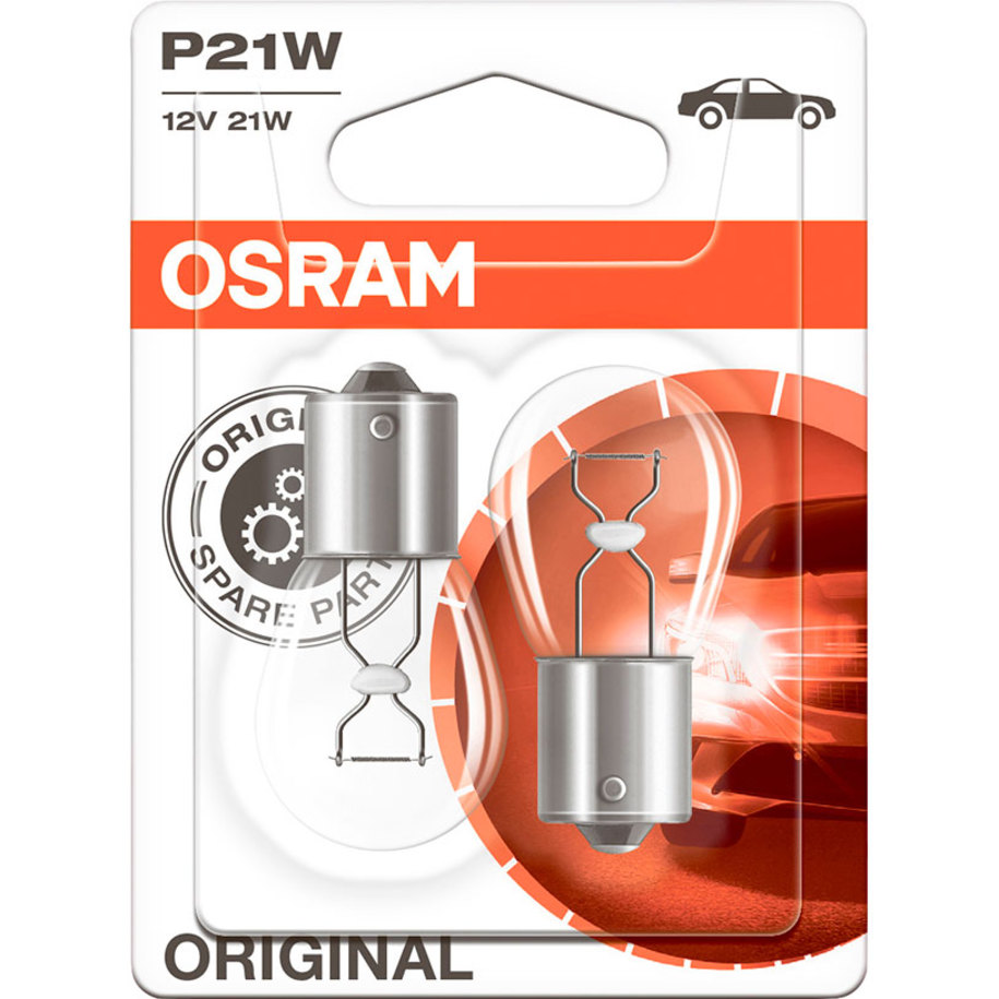 OSRAM Standard P21W Car Bulb 12 V 21 W, Twin Pack
