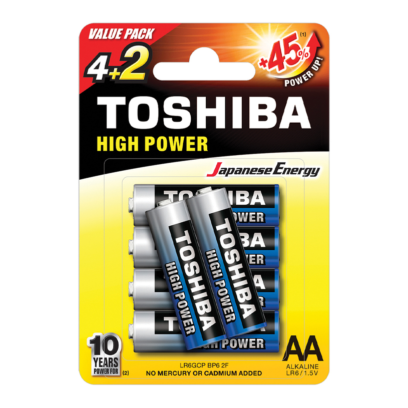 БАТЕРИЯ TOSHIBA LR6 X4+2 БАТЕРИЯ TOSHIBA LR6 X4+2
