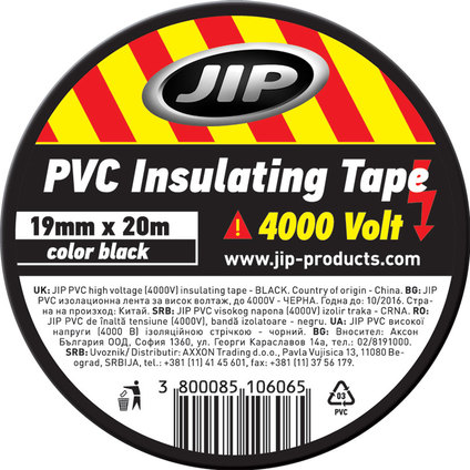 JIP ИЗОЛИРБАНД PVC 20 m/19 mm ЧЕРЕН JIP ИЗОЛИРБАНД PVC 20 m/19 mm ЧЕРЕН