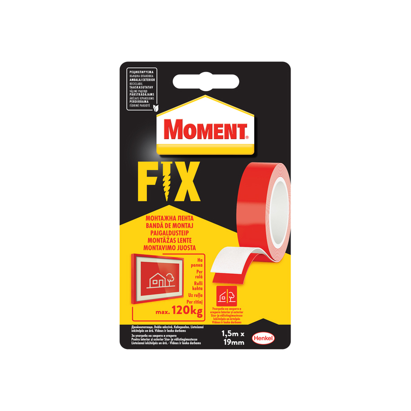 MOMENT FIX ДВОЙНОЛЕПЯЩА ЛЕНТА 1.5m/19 mm MOMENT FIX ДВОЙНОЛЕПЯЩА ЛЕНТА 1.5m/19 mm