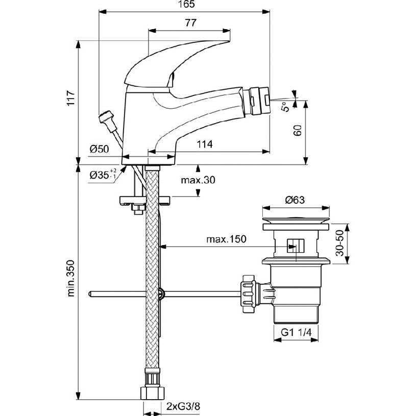 СМЕСИТЕЛ ORION ЗА БИДЕ СТОЯЩ B5192AA СМЕСИТЕЛ ORION ЗА БИДЕ СТОЯЩ B5192AA