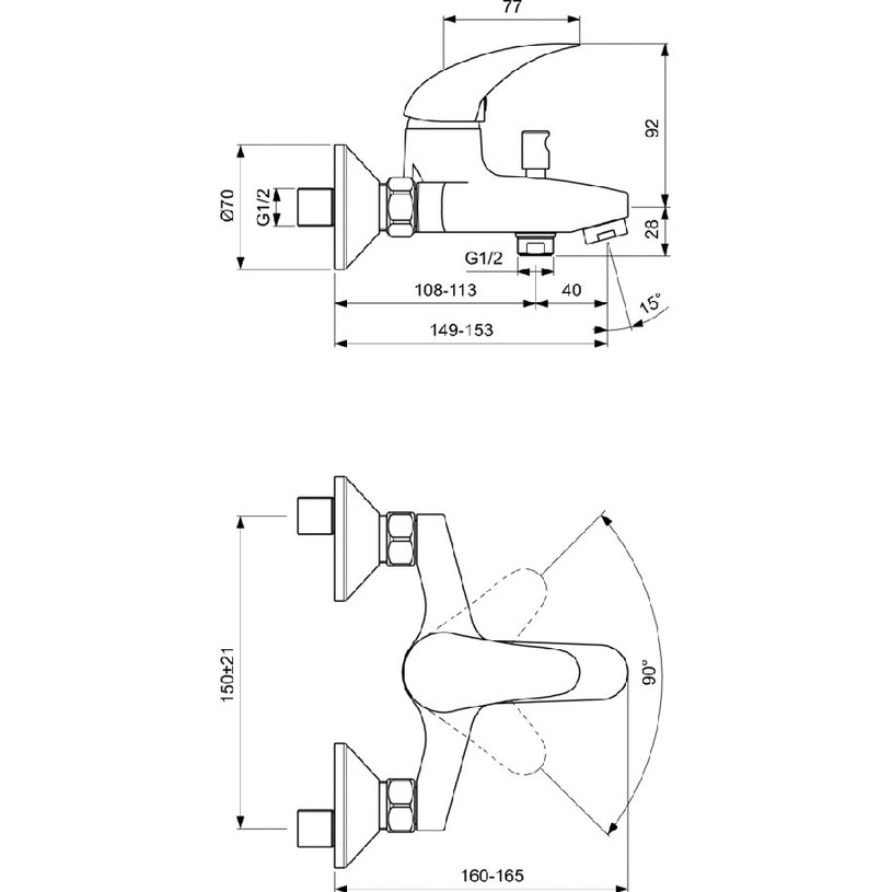 СМЕСИТЕЛ ORION ЗА В/Д СТЕНЕН B5193AA СМЕСИТЕЛ ORION ЗА В/Д СТЕНЕН B5193AA