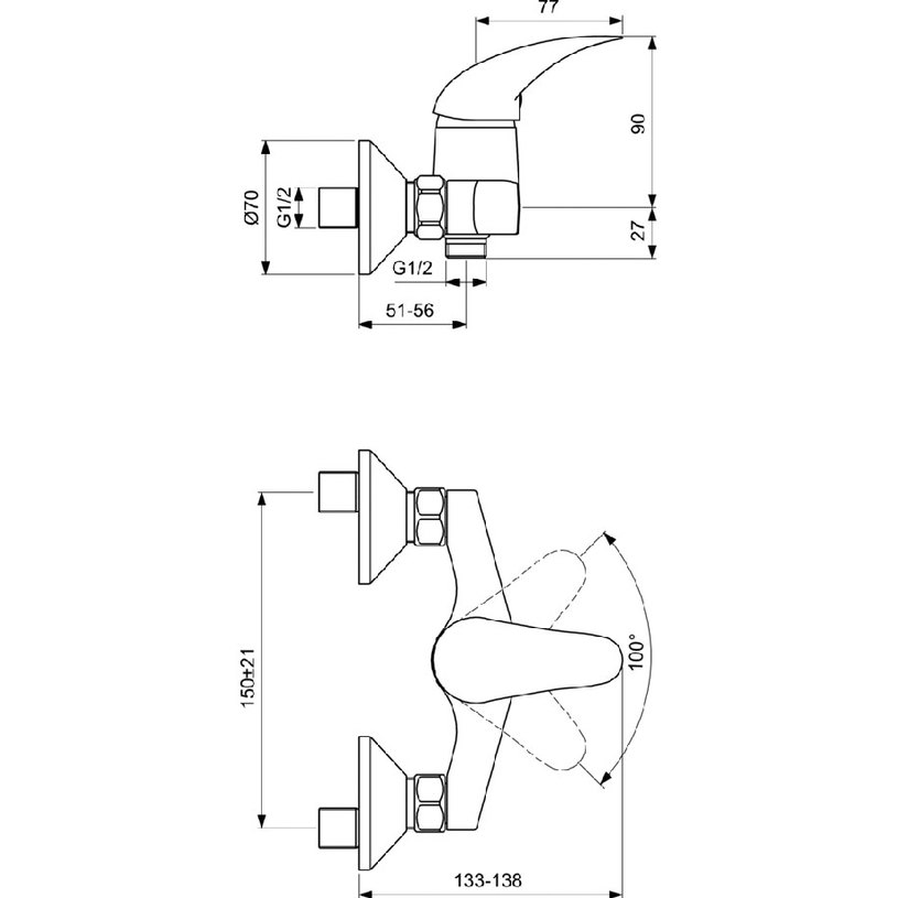 СМЕСИТЕЛ ORION ДУШ СТЕНЕН, БЕЗ B5194AA СМЕСИТЕЛ ORION ДУШ СТЕНЕН, БЕЗ B5194AA