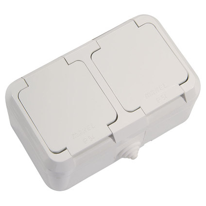 КОНТАКТ ДВОЕН С КАПАК БЯЛ IP44 О.М. КОНТАКТ ДВОЕН С КАПАК БЯЛ IP44 О.М.