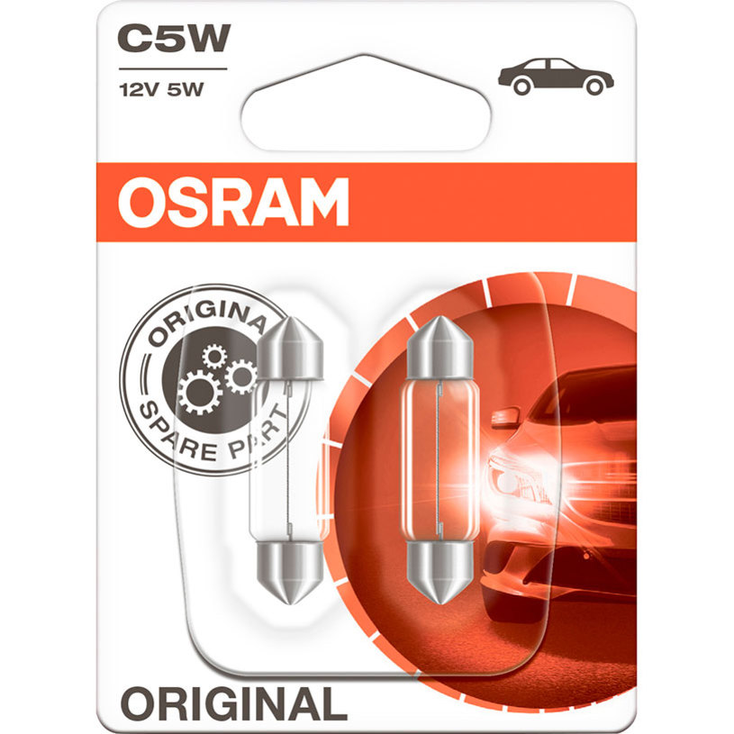 OSRAM ORIGINAL C5W 6418 Car Bulb, 12 V, 5 W, SV8.5-8 Base, 2-Pack