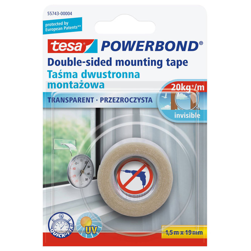 TESA МОНТАЖНА ЛЕНТА ПРОЗРАЧНА 1.5m/19 mm TESA МОНТАЖНА ЛЕНТА ПРОЗРАЧНА 1.5m/19 mm