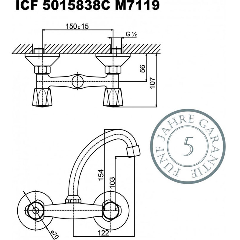 ICF5015838 СМЕСИТЕЛ КЛИЕР ЗА КУХНЯ ВИСОК ICF5015838 СМЕСИТЕЛ КЛИЕР ЗА КУХНЯ ВИСОК