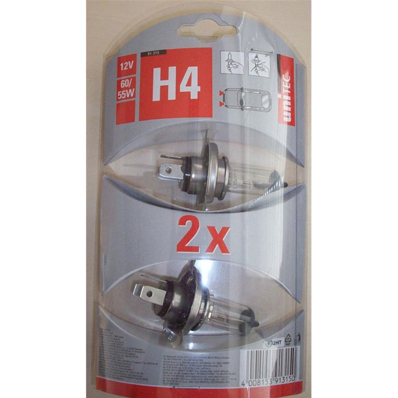 UNITEC DUOPACK H4 Car Bulb 12 V 60/55 W, Twin Pack
