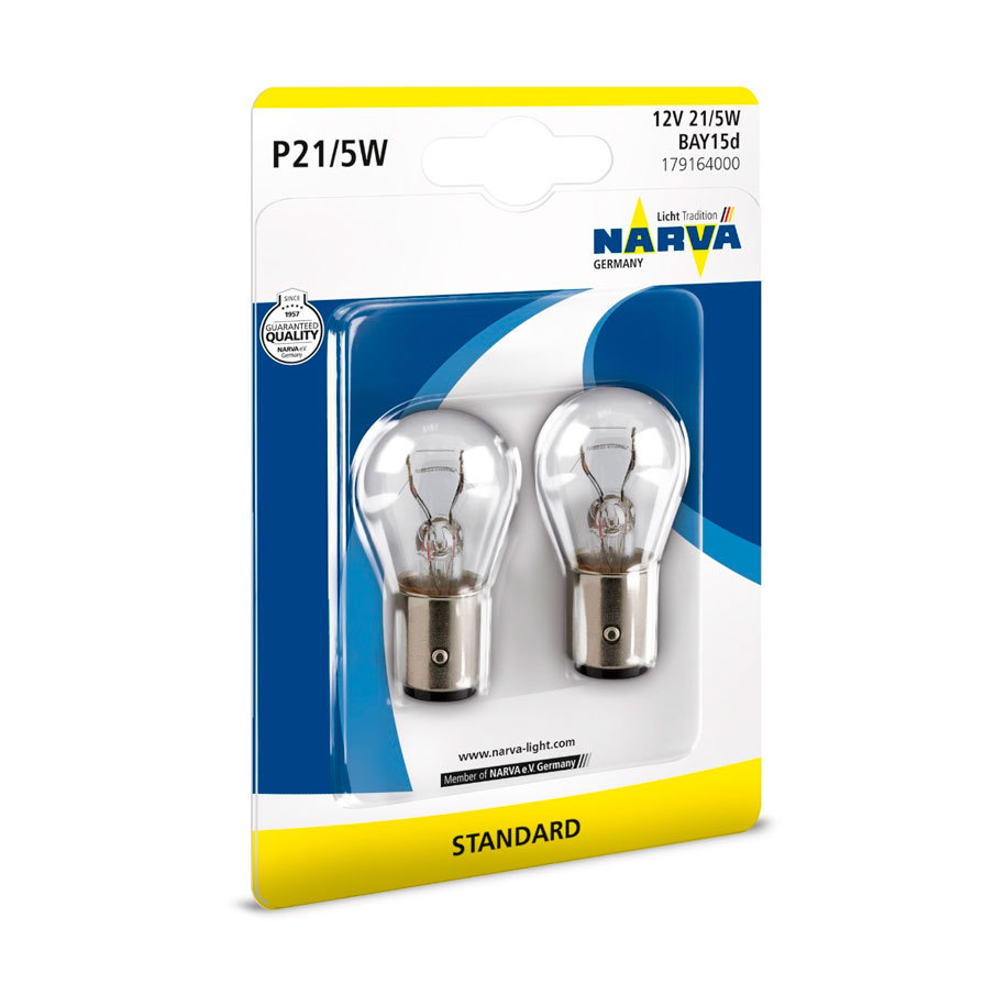Авто крушка NARVA P21/5W 12V 21/5W BAY15d, 2 бр.
