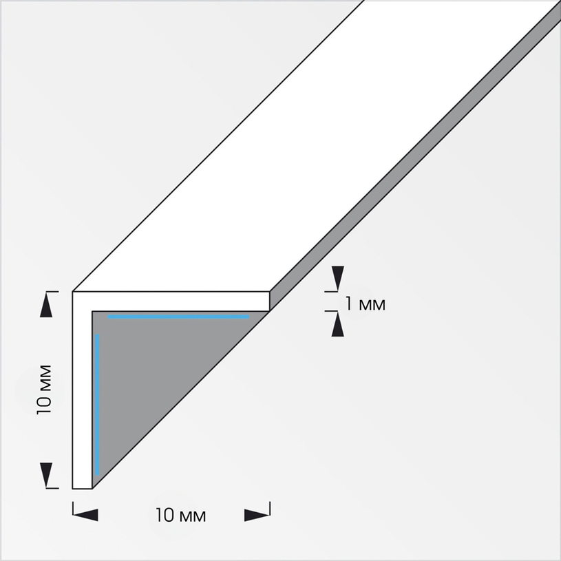 ЪГЪЛ PVC САМОЗАЛЕПВ. 1М 10Х10Х1 ММ БЯЛ ЪГЪЛ PVC САМОЗАЛЕПВ. 1М 10Х10Х1 ММ БЯЛ