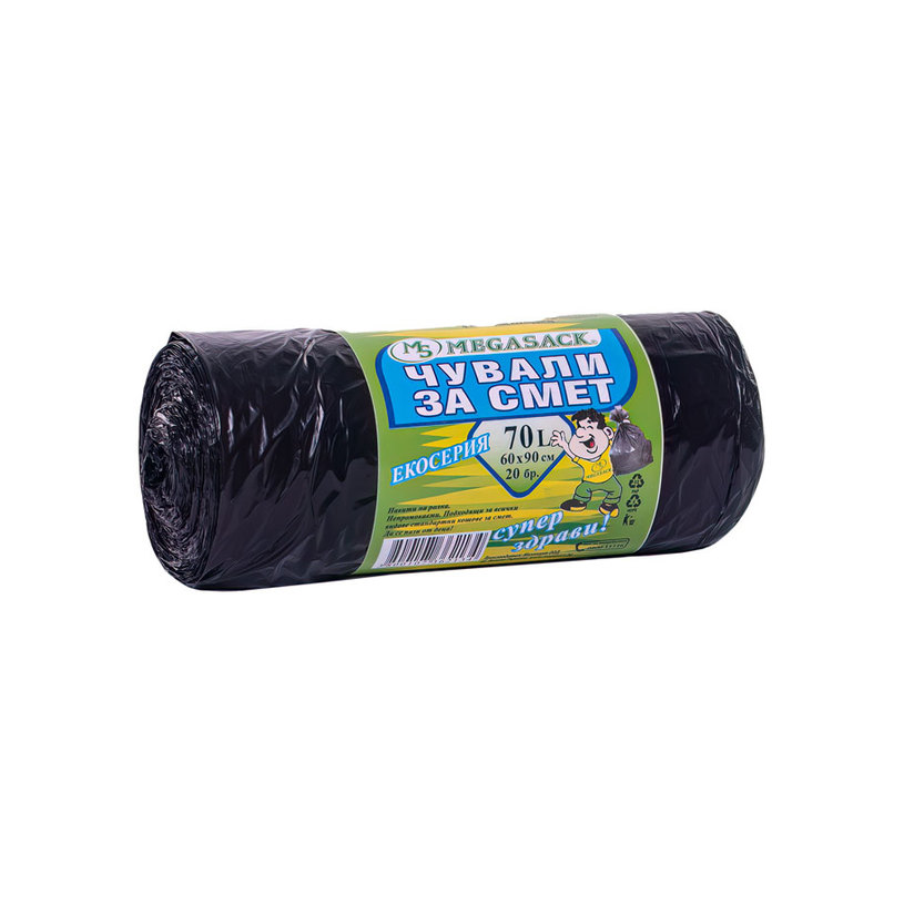 ТОРБИ ЗА ОТПАДЪЦИ MEGASACK70L 20БР 60Х90 ТОРБИ ЗА ОТПАДЪЦИ MEGASACK70L 20БР 60Х90
