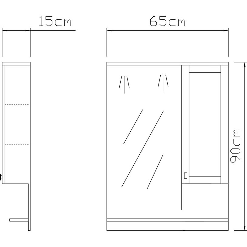 Дъблин с огледало 65 см, десен Дъблин с огледало 65 см, десен