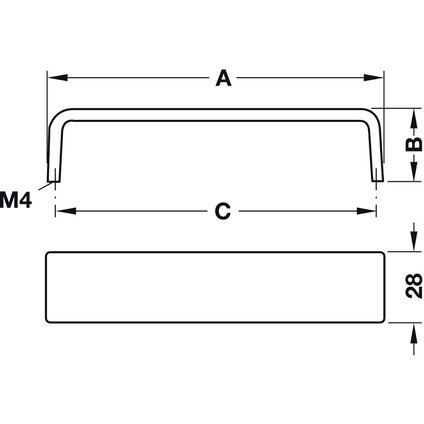 Мебелна дръжка хром мат, 168x30 мм Мебелна дръжка хром мат, 168x30 мм