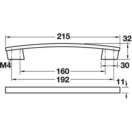 Мебелна дръжка хром мат, 192 мм Мебелна дръжка хром мат, 192 мм