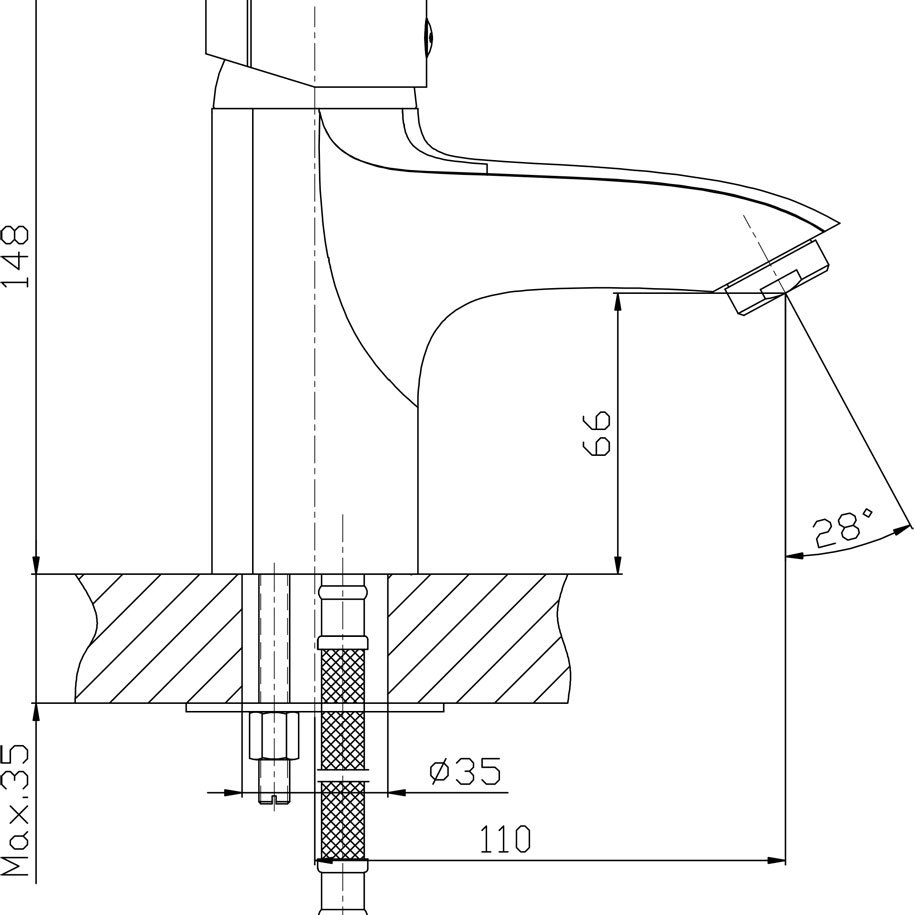 Смесител за умивалник INTER CERAMIC QUADRAT (ICF 1625305C), стоящ, хром