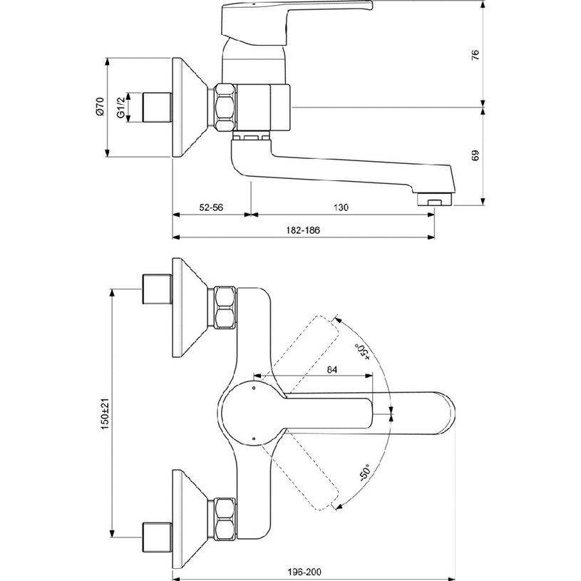 СМЕСИТЕЛ CALISTA СТЕНЕН ЗА УМИВ.B0870AA СМЕСИТЕЛ CALISTA СТЕНЕН ЗА УМИВ.B0870AA