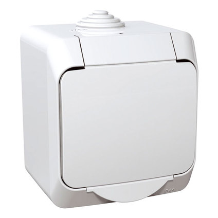 Контакт Шуко единич бял IP44 Cedar Plus Контакт Шуко единич бял IP44 Cedar Plus