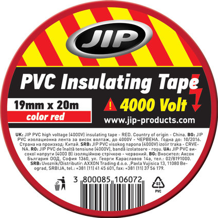 JIP ИЗОЛИРБАНД PVC 20 m/19 mm ЧЕРВЕН JIP ИЗОЛИРБАНД PVC 20 m/19 mm ЧЕРВЕН